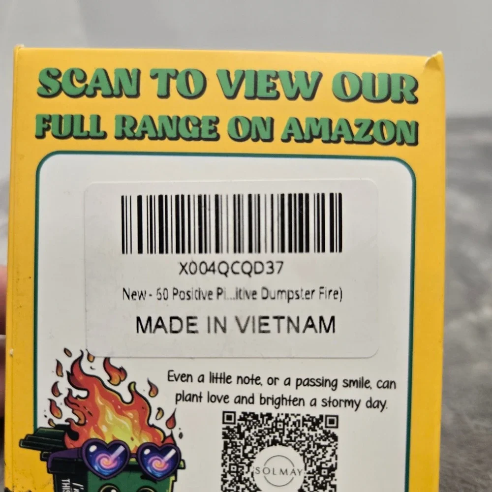 Solmay Positive Affirmation Emotional Support Dumpster Fire 60 Positivity Cards